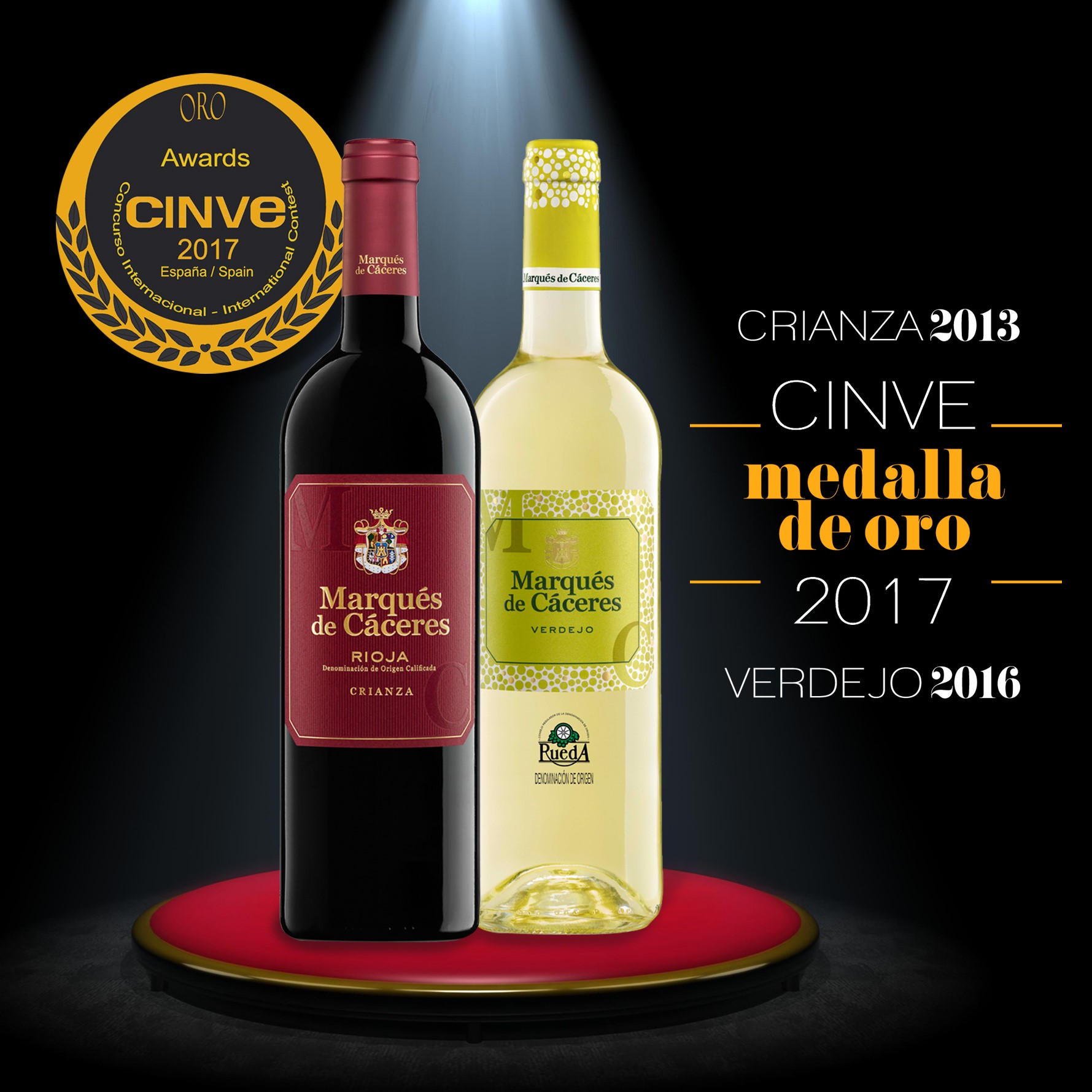 Cinve 2017, Medallas de oro: Crianza 2013 y Verdejo 2016