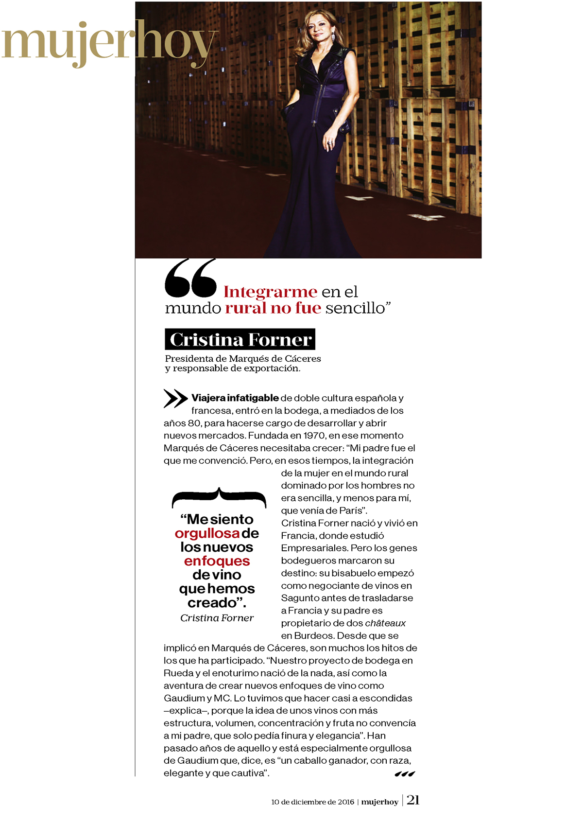 Mujer Hoy entrevista a Cristina Forner